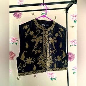 Zara cropped embroidered vest